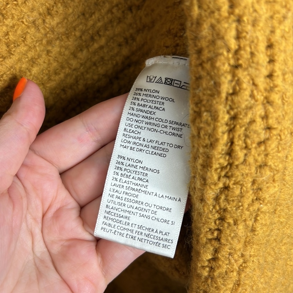 Anthropologie Sleeping on Snow Wool Alpaca Mustard Yellow Cardigan Sweater - Picture 10 of 11